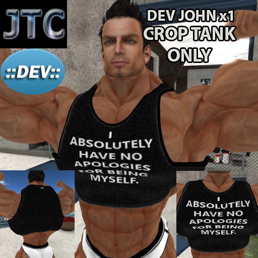 JTC DEV TANK CROP NO APOLOGIES BLACK JOHN x1[CRATE]