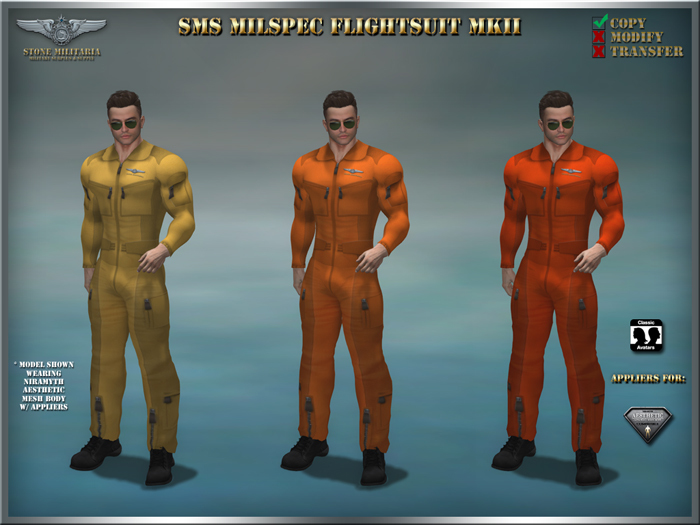 SMS Milspec Flightsuit MkII (male) - ORANGE 3-Pack