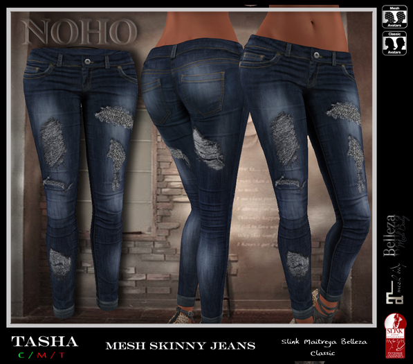 [NOHO] Tasha Skinny Jeans [fitmesh box] blue ripped