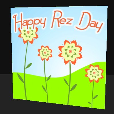 .+.PixelFish.+. Res Day Card Blue Flowers