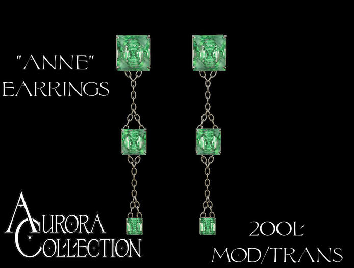 Aurora Collection "Anne" Earrings Gold and Green