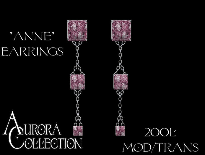 Aurora Collection "Anne" Earrings Silver and Pink