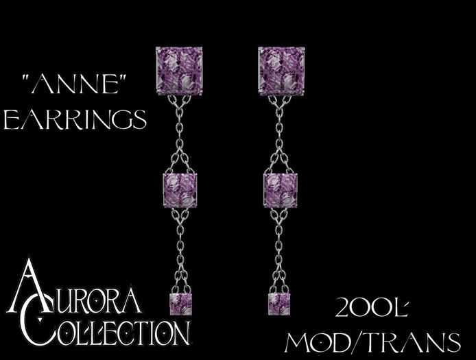 Aurora Collection "Anne" Earrings Silver and Purple