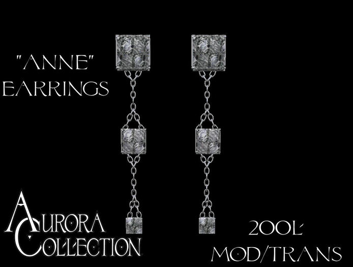 Aurora Collection "Anne" Earrings Silver and White