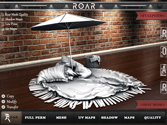 {::ROAR::} Full Perm Mesh Great Detailed Beach Rug And Set