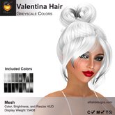 A&A Valentina Hair Greyscale Colors Pack. Resizable mesh womens updo hairstyle