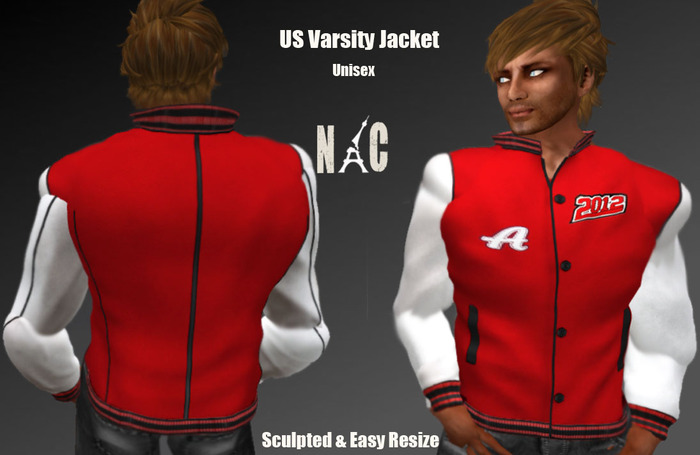 US Varsity Jacket NCparis Leather Red