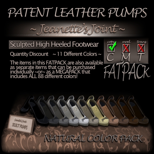 ~JJ~ Patent Leather Pumps FATpack (Natural)