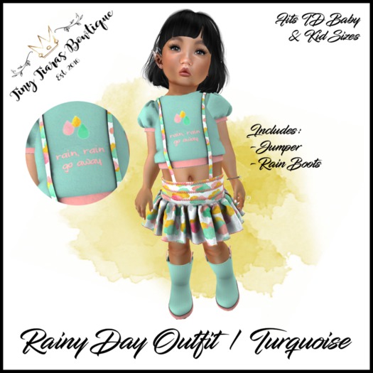 Tiny Tiaras Bowtique - Rainy Day Outfit / Turquoise