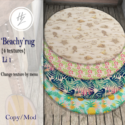Beachy Round Rug Second Life Marketplace - .::Hazeel::. Beachy Rug Round