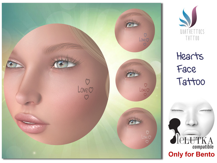 Love Face Tattoo Tintable for Lelutka Bento Heads - Wear