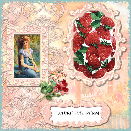 Strawberry fabric full perm - TGA texture - No PSD- Read TOS 