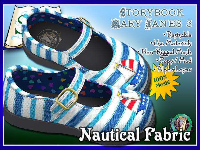 R(S)W Mary Janes 3 - Nautical Fabric