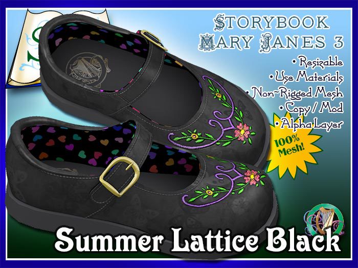 R(S)W Mary Janes 3 - Summer Lattice Black