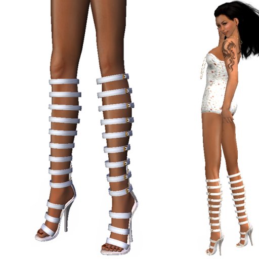 white knee high sandals