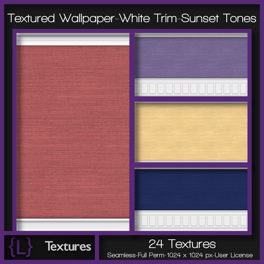 {L} Textured Wallpaper-White Trim-Sunset Tones