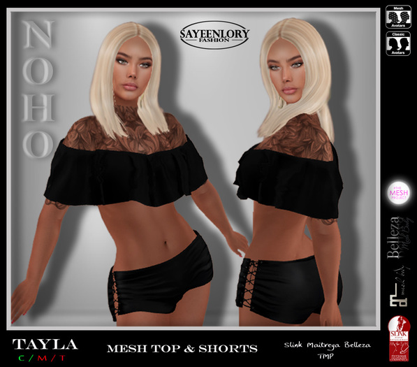 [NOHO] Tayla Top with Shorts [Fitmesh box] black