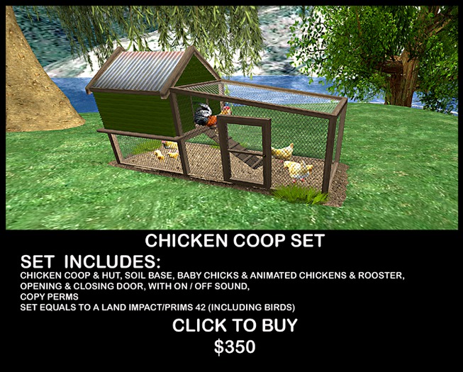 Chicken Coop Set With Animated Chickens & Rooster