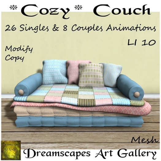 *Cozy* Couch Vintage Blue - 26 single & 8 PG Couples animations 