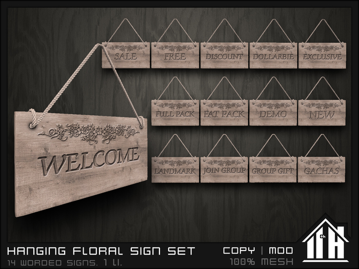 11th House - Hanging Floral Sign Set