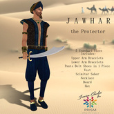 Prism Jawhar Protector Arabian Middle East Mesh Outfit with Saber by Jezzixa Cazalet Male Mens Costume in Blue