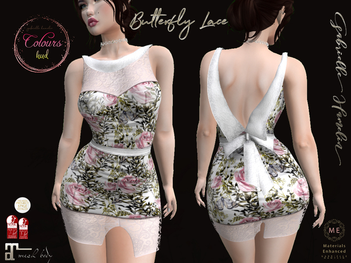 .::Summer Butterfly Lace Dress::. Colours HUD Version