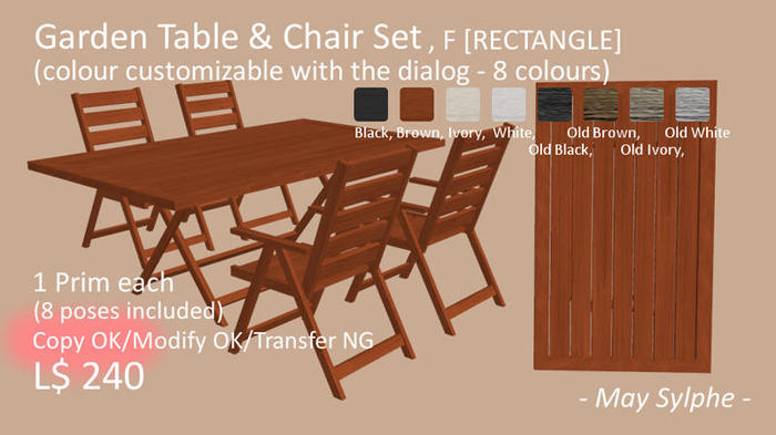- May Sylphe - Garden Table & Chair Set RECTANGLE