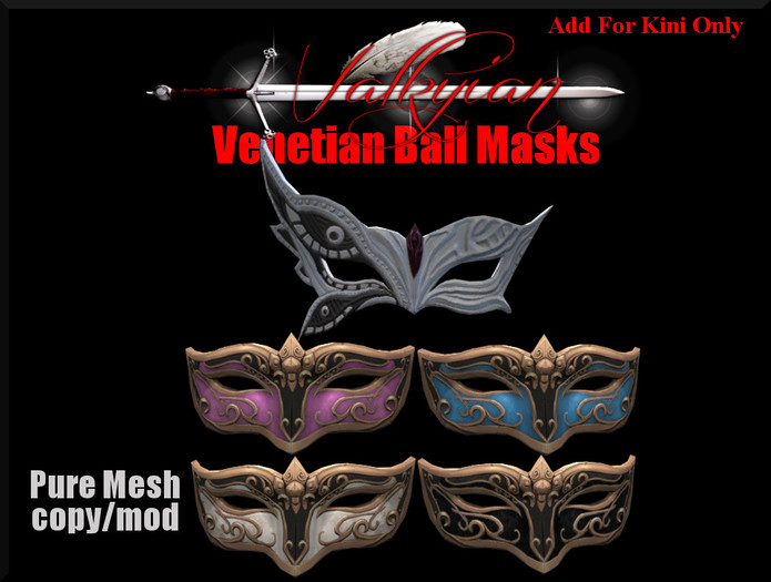~Valkyrian~Venetian Ball masks -5 in set-(BOXED)
