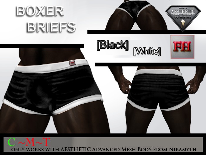 [FH] Boxer Briefs - Black - White - NIRAMYTH (BAG)