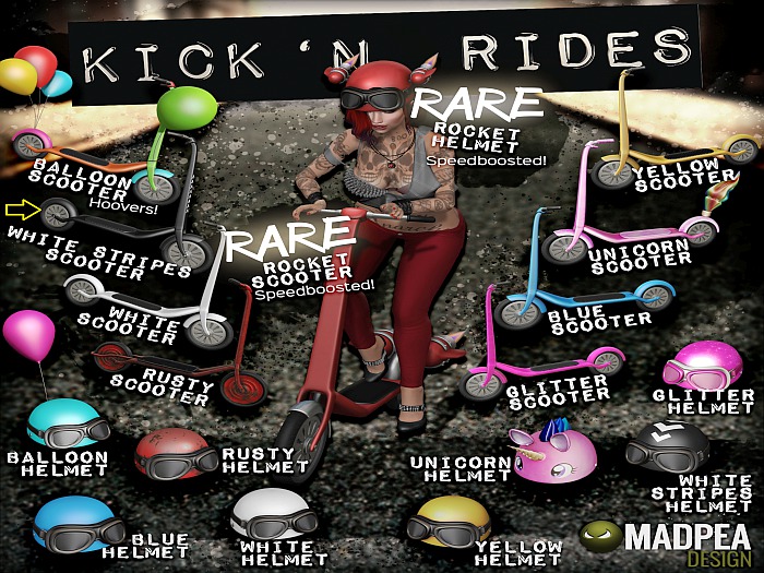 MadPea Kick 'n Ride - White Stripes Scooter