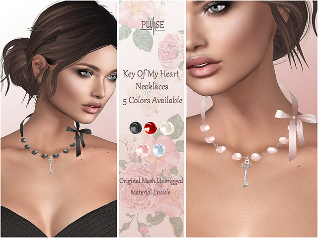 .:Pulse:. Key Of My Heart Necklace / Red