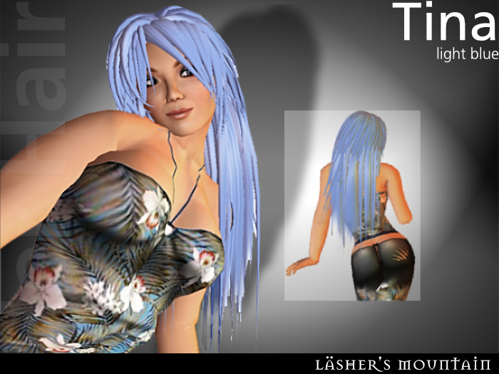 TINA Fine Long Flexi LIGHT BLUE HAIR 