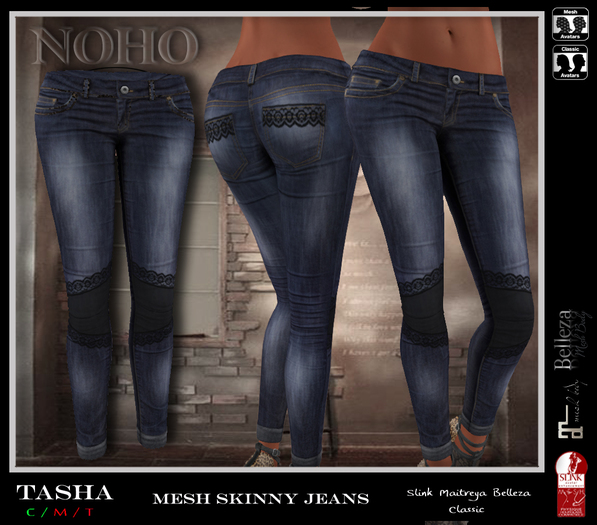 [NOHO] Tasha Skinny Jeans [fitmesh box] black lace