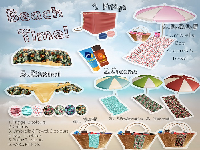 ::Una:: Beach Time Pink Set RARE