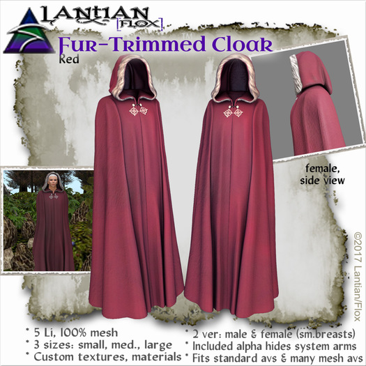 ~L/Fx~Fur Trimmed Cloak, Red MCtbox