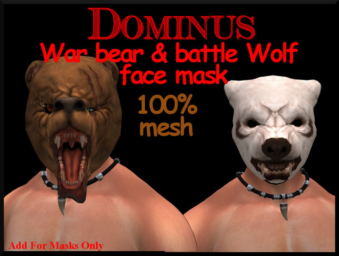 ~DOMINUS~ WAR BEAR & Battle Wolf mask(BOXED)