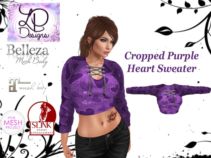LP Designs - Cropped Sweater Purple Heart
