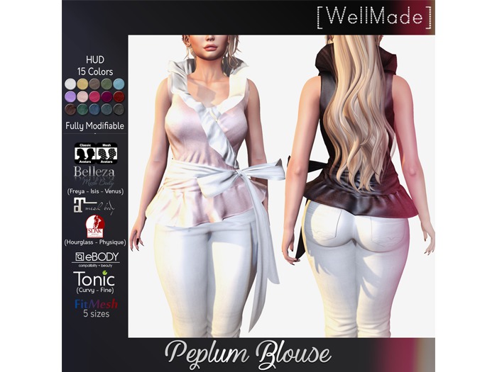 [WellMade] Peplum Blouse - HUD Colors
