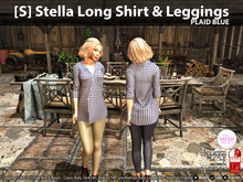 [S] Stella Long Shirt & Leggings Plaid Blue