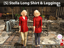 [S] Stella Long Shirt & Leggings Red