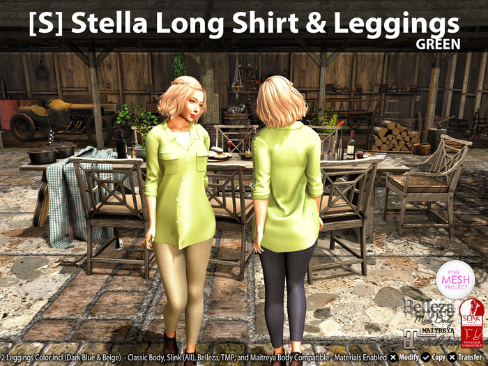 [S] Stella Long Shirt & Leggings Green
