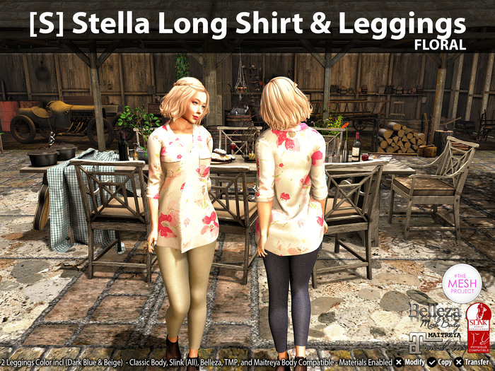 [S] Stella Long Shirt & Leggings Floral