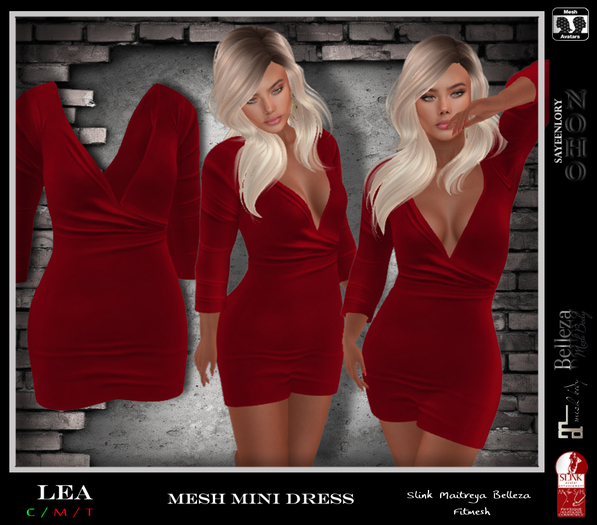 [NOHO] Lea V-Neck mini dress (fitmesh box) red