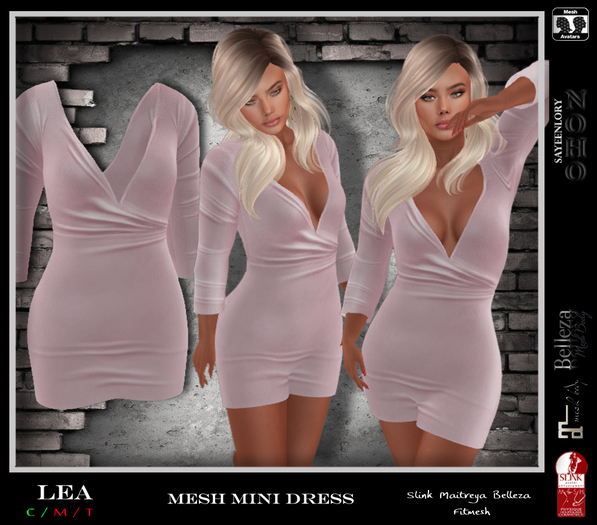 [NOHO] Lea V-Neck mini dress (fitmesh box) rose
