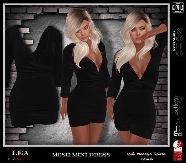 [NOHO] Lea V-Neck mini dress (fitmesh box) black