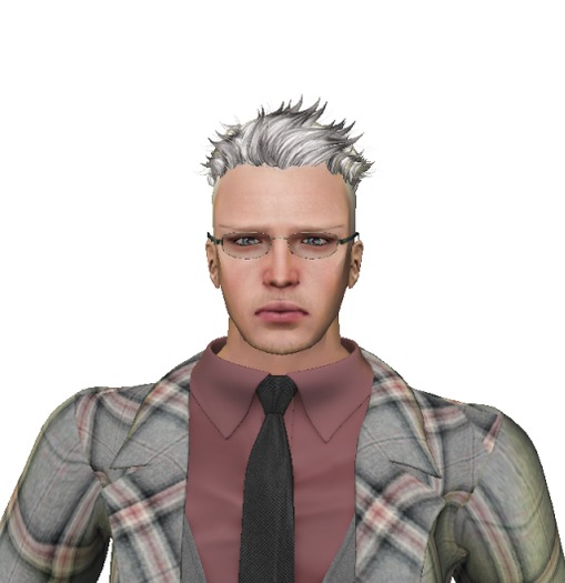 Hair Male Black - White (mesh)