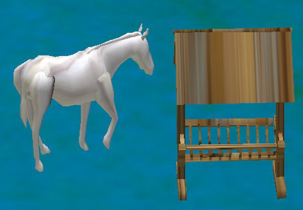 Tiny Prim Hay Rack & Tiny Prim White Horse