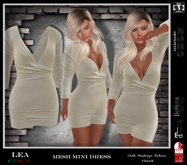 [NOHO] Lea V-Neck mini dress (fitmesh box) invory
