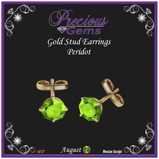 *PG* Gold Stud Earrings - Peridot