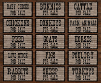 RE Farm Animals For Sale Signs Bundle, 15 Total - Chicken/Horse/Rabbit/Western